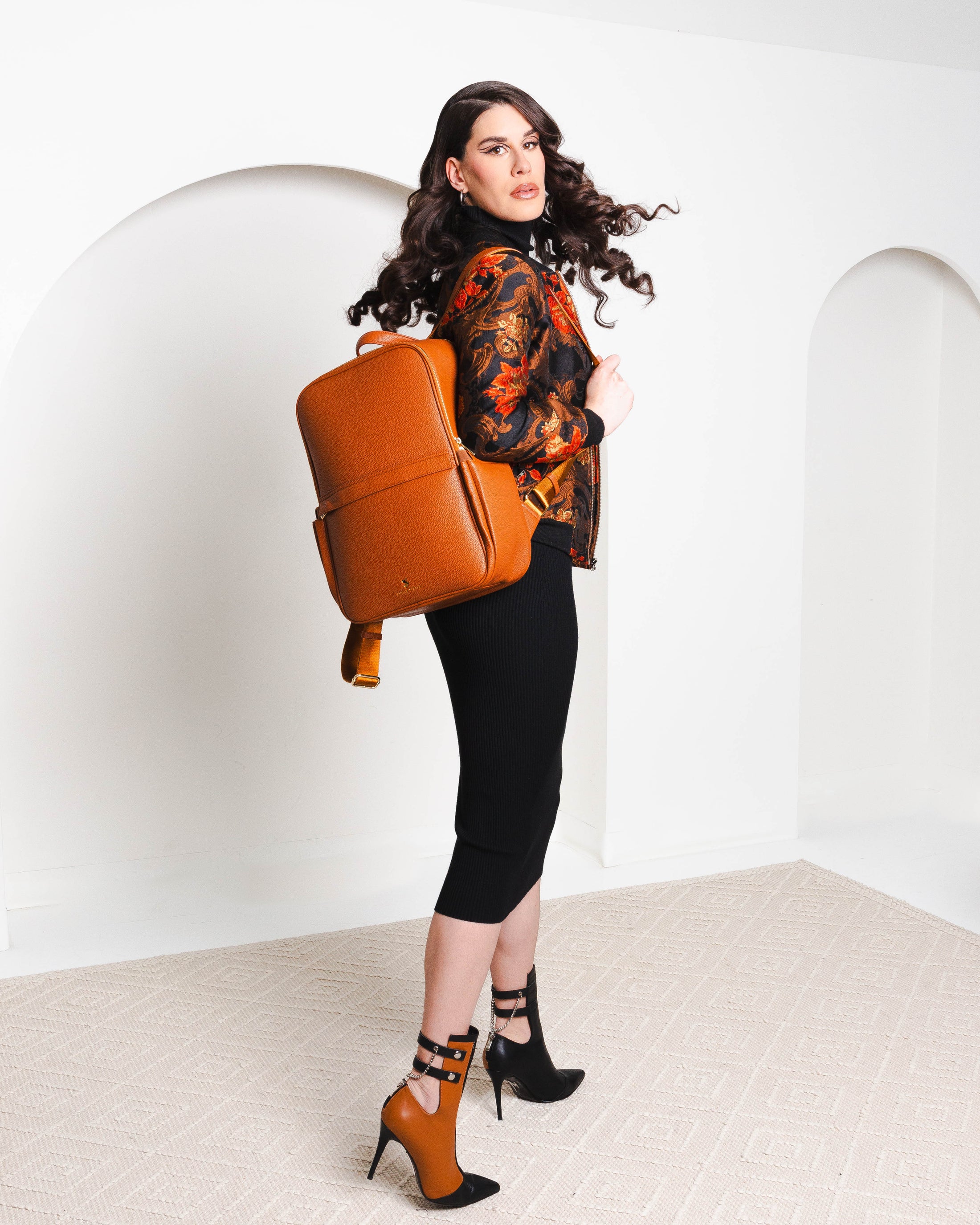 Audace marron Sac à dos cuir vegan recyclé 3-en-1