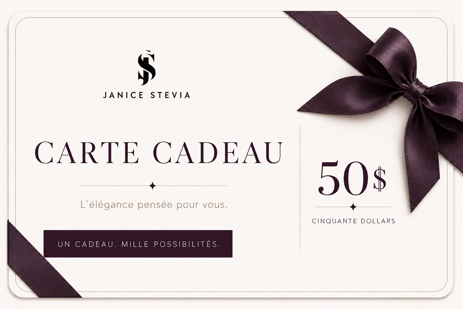 CARTE CADEAU 50 DOLLARS