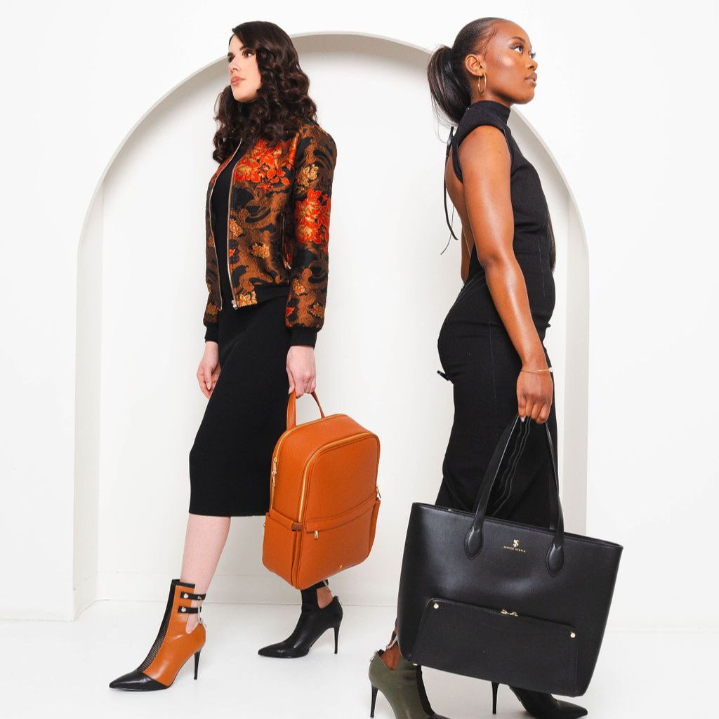 Joyce noir Tote bag cuir vegan recyclé 2 en 1