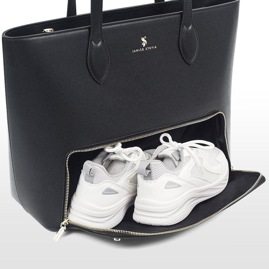 Joyce noir Tote bag cuir vegan recyclé 2 en 1
