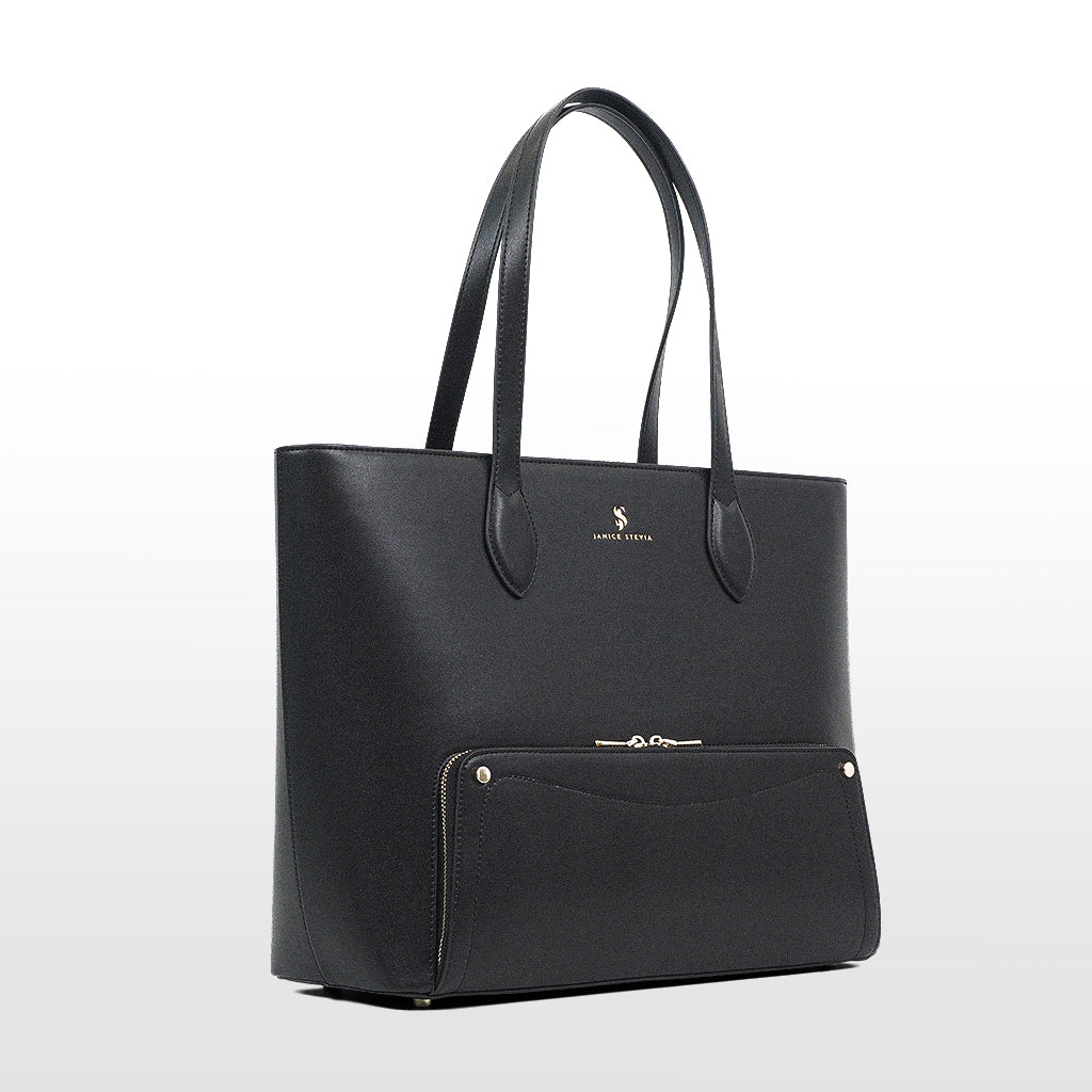 Joyce noir Tote bag cuir vegan recyclé 2 en 1