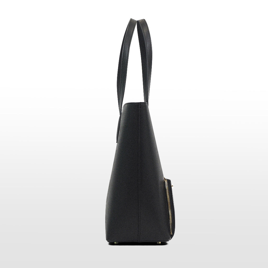 Joyce noir Tote bag cuir vegan recyclé 2 en 1