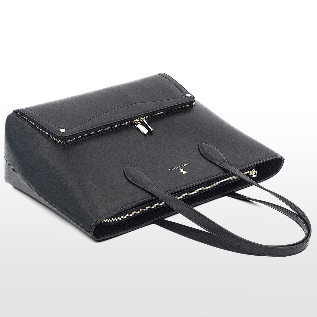Joyce noir Tote bag cuir vegan recyclé 2 en 1