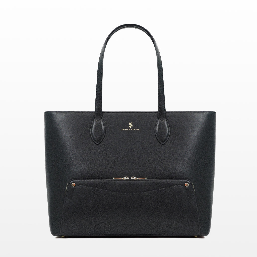 Joyce noir Tote bag cuir vegan recyclé 2 en 1