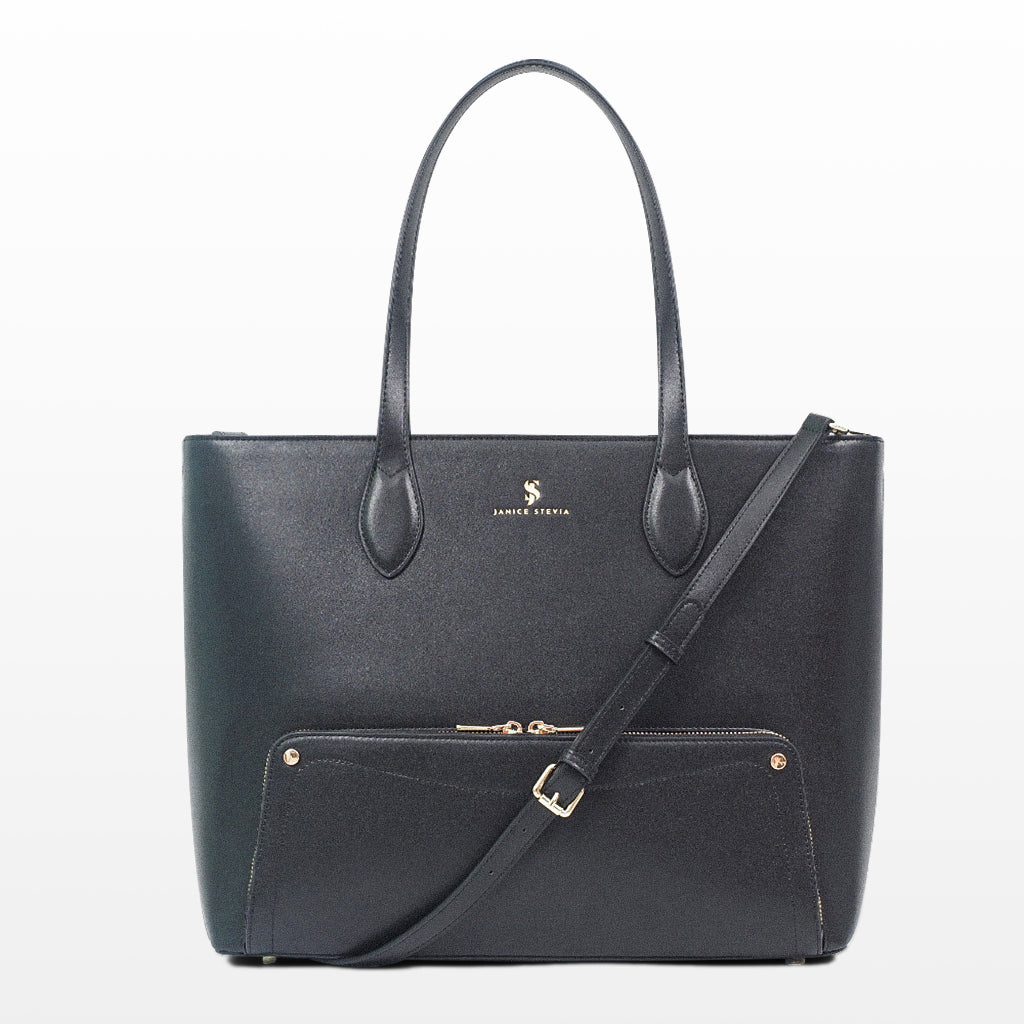Joyce noir Tote bag cuir vegan recyclé 2 en 1