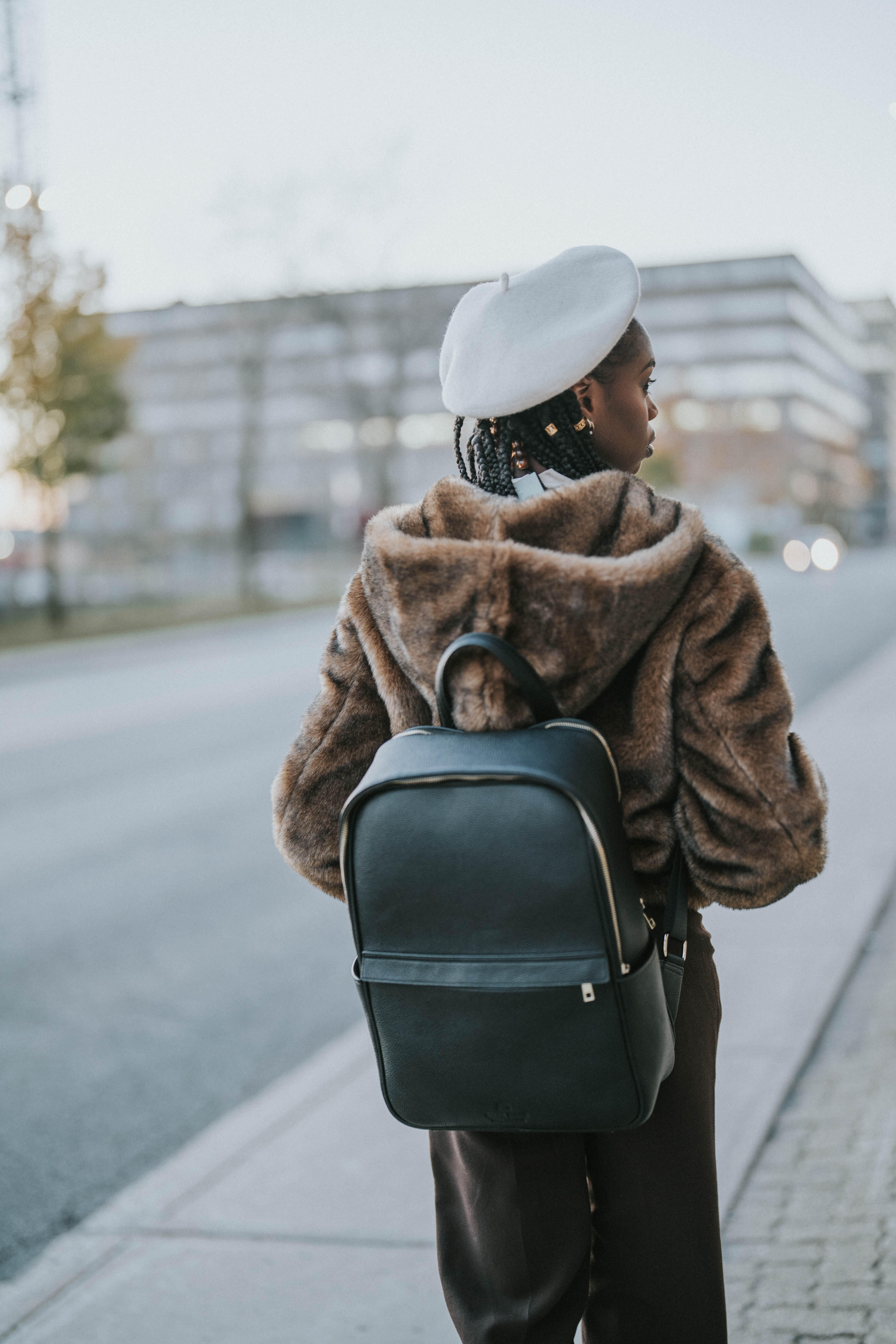 Audace Black 3-in-1 Recycled Vegan Leather Backpack